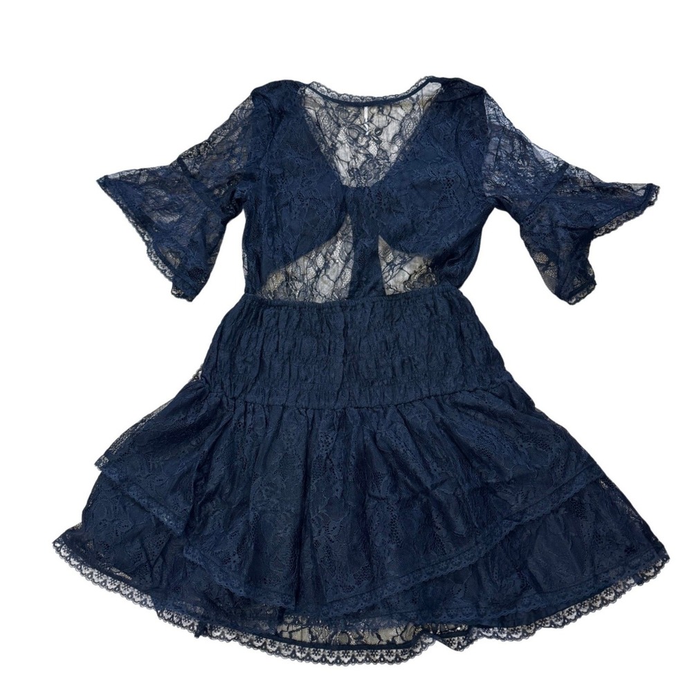 Free People Lala Reversible Lace Mini Dress M Black Whimsigoth Coquette WNWT - Picture 5 of 10